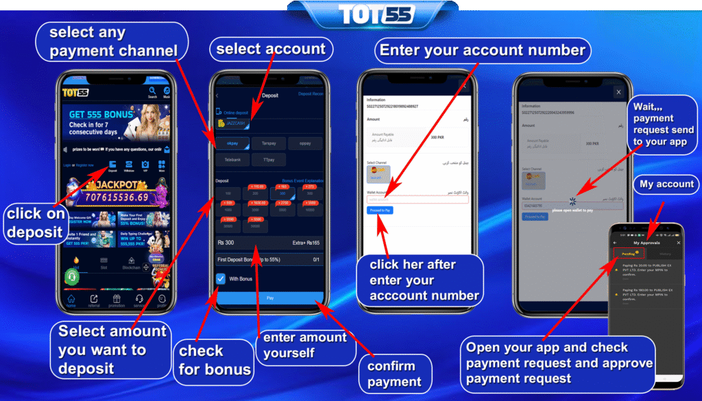 How to Deposit TOT55 App